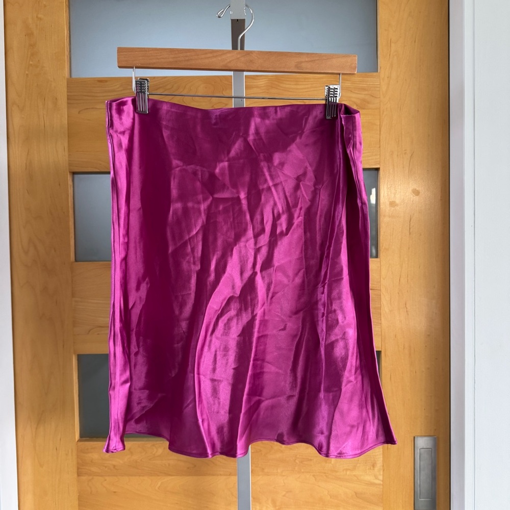 Babaton Fuchsia Satin Skirt